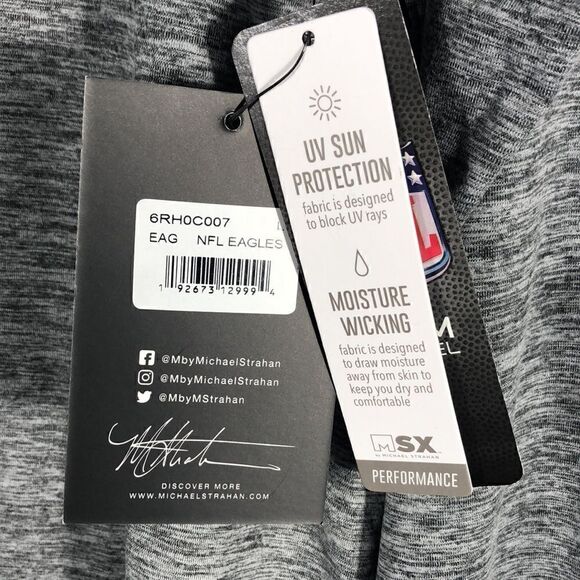 NFL MSX by Michael Strahan Heathered Gray Eagles Performance Long Sleeve Large - Picture 4 of 9